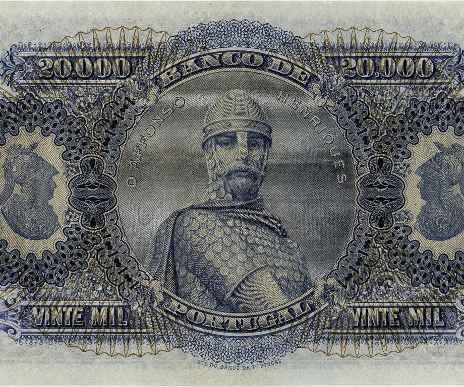 Reverso de antiga nota com o retrato de D. Afonso Henriques